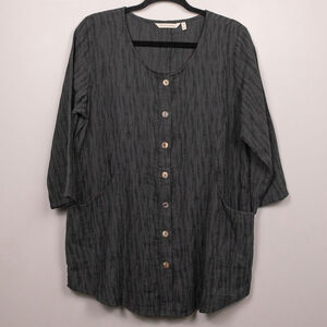 Soft Surroundings Ellis gray button down tunic top-M
